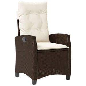 vidaXL Chaise inclinable de jardin avec coussins marron r&eacute;sine tress&eacute;e