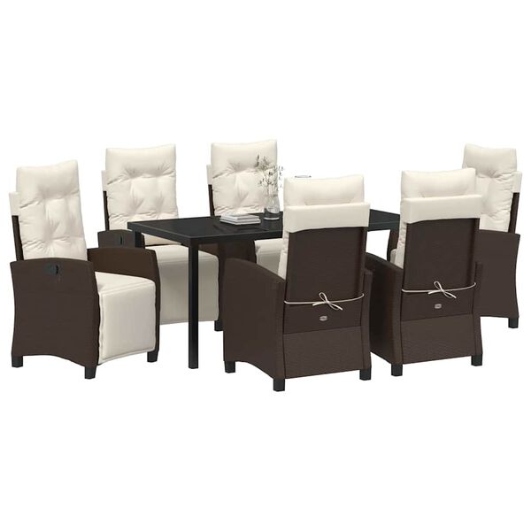 vidaXL Ensemble de salle &agrave; manger pour jardin 7 pcs Marron polyrotin