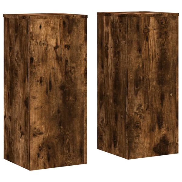 vidaXL Supports pour plantes 2 pcs ch&ecirc;ne fum&eacute; bois d'ing&eacute;nierie