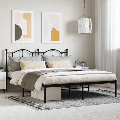 vidaXL Cadre de lit métal sans matelas avec tête de lit noir 183x213cm