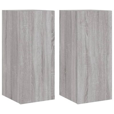 vidaXL Meubles TV muraux et lumières LED 2pcs sonoma gris 30,5x35x70cm