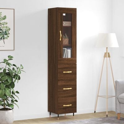 vidaXL Buffet haut Chêne marron 34,5x34x180 cm Bois d'ingénierie