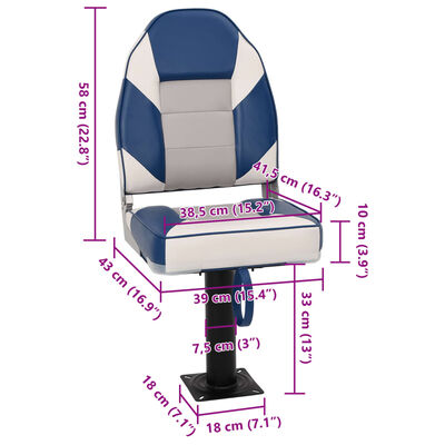 vidaXL Ensemble de sièges de bateau pliables lot de 2 dossier haut