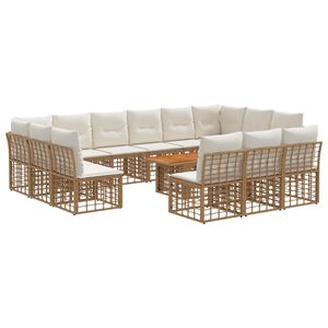vidaXL Ensemble de canap&eacute; de jardin 14 pc Blanc Naturel et Cr&egrave;me