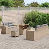 vidaXL Ensemble de canap&eacute; de jardin 8 pcs Beige polyrotin