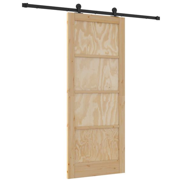 vidaXL Porte coulissante Naturel et Noir 83 x 202 cm Pin massif