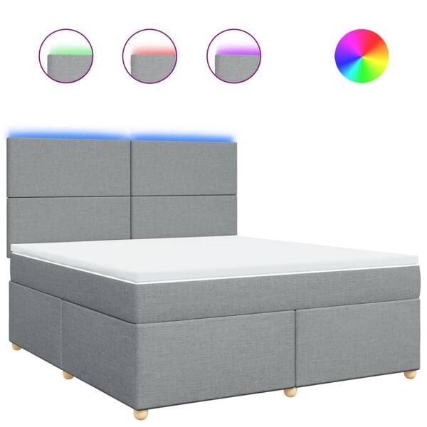vidaXL Sommier &agrave; lattes de lit avec matelas Gris clair 180x200cm Tissu