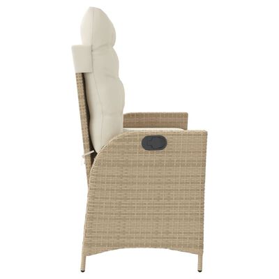 vidaXL Banc inclinable de jardin avec coussins beige résine tressée