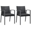 vidaXL Chaises de jardin et coussins lot de 2 noir 56,5x57x83 cm rotin