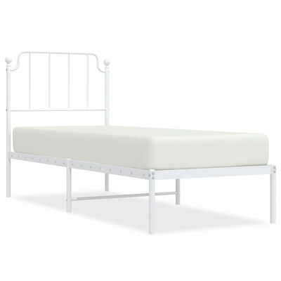 vidaXL Cadre de lit métal sans matelas avec tête de lit blanc 75x190cm