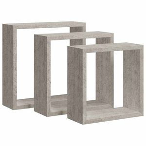 vidaXL &Eacute;tag&egrave;res murales sous forme de cube 3 pcs Gris b&eacute;ton