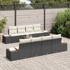 vidaXL Ensemble de canap&eacute; de jardin avec coussin 9 pcs Noir Poly rotin