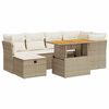 vidaXL Salon de jardin avec coussins 7 pcs beige r&eacute;sine tress&eacute;e acacia