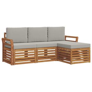 vidaXL Ensemble de canap&eacute;s d'ext&eacute;rieur 4 pc Gris Naturel et Clair