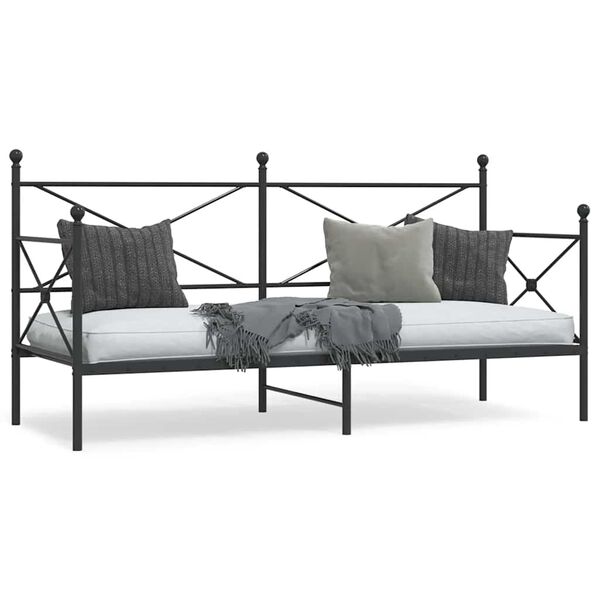 vidaXL Lit de repos sans matelas noir 80x200 cm acier