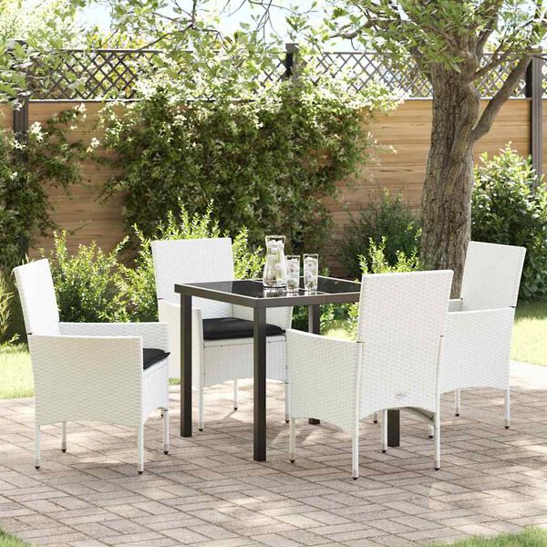 vidaXL Ensemble de salle &agrave; manger pour jardin 5 pcs Blanc polyrotin