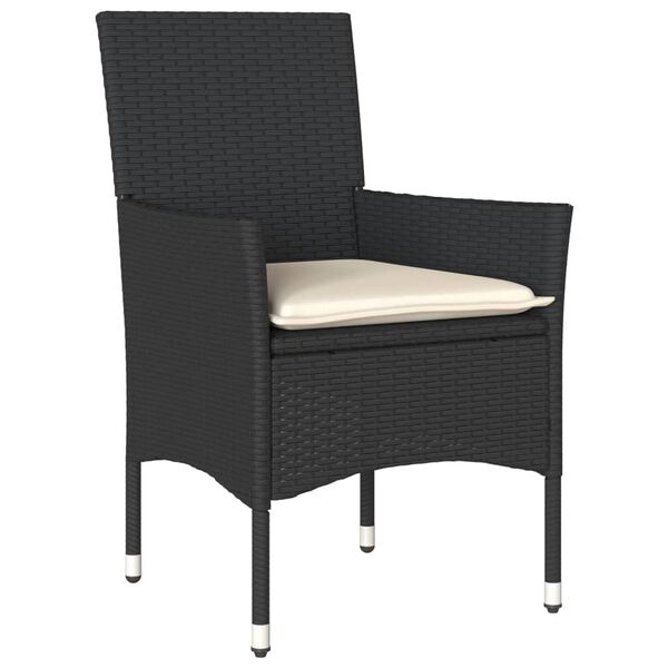 vidaXL Ensemble &agrave; manger de jardin et coussins 9 pcs noir rotin verre