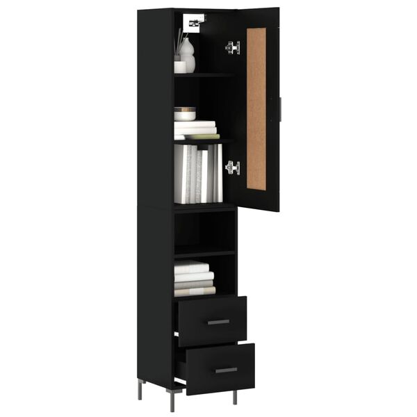 vidaXL Buffet haut Noir 34,5x34x180 cm Bois d'ing&eacute;nierie
