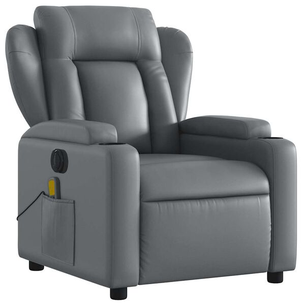 vidaXL Fauteuil de massage inclinable électrique gris similicuir