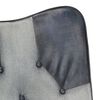 vidaXL Fauteuil avec repose-pieds Gris Cuir v&eacute;ritable et toile