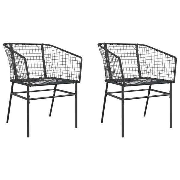 vidaXL Chaises de jardin lot de 2 Noir Résine tressée