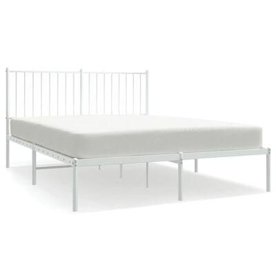 vidaXL Cadre de lit métal sans matelas et tête de lit blanc 135x190 cm