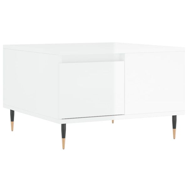 vidaXL Table basse blanc brillant 55x55x36,5 cm bois d'ing&eacute;nierie