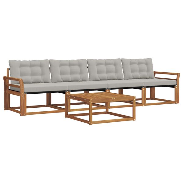 vidaXL Ensemble de canap&eacute;s d'ext&eacute;rieur 5 pcs Gris Naturel et Clair