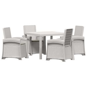 vidaXL Ensemble de salle &agrave; manger pour jardin 5 pc Blanc et gris clair