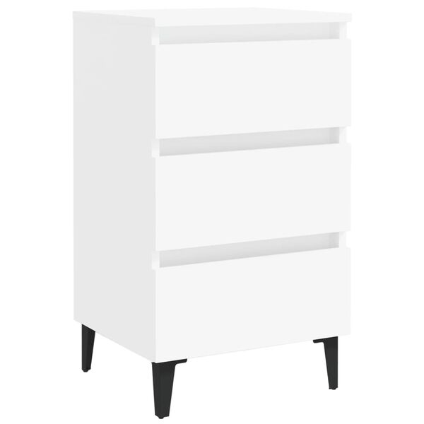 vidaXL Table de chevet avec pieds en m&eacute;tal blanc 40x35x69 cm