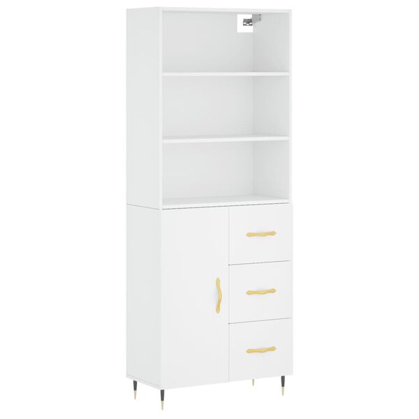 vidaXL Buffet haut Blanc 69,5x34x180 cm Bois d'ing&eacute;nierie