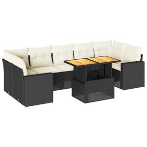 vidaXL Salon de jardin 8 pcs avec coussins noir r&eacute;sine tress&eacute;e