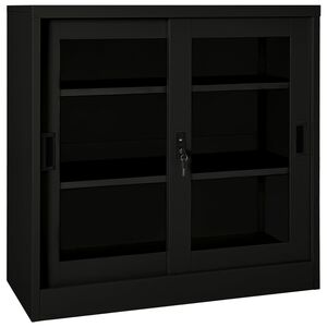 vidaXL Armoire &agrave; portes coulissantes Noir 90x40x90 cm Acier