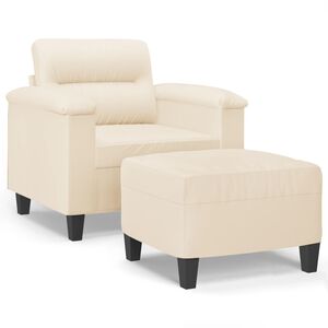 vidaXL Fauteuil avec repose-pied Beige 60 cm Tissu microfibre