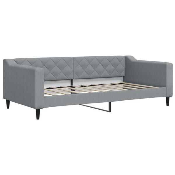 vidaXL Lit de jour avec gigogne et tiroirs gris clair 90x190 cm tissu