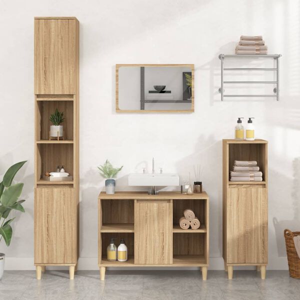 vidaXL Meuble d'&eacute;vier ch&ecirc;ne sonoma 80x33x60 cm bois d'ing&eacute;nierie