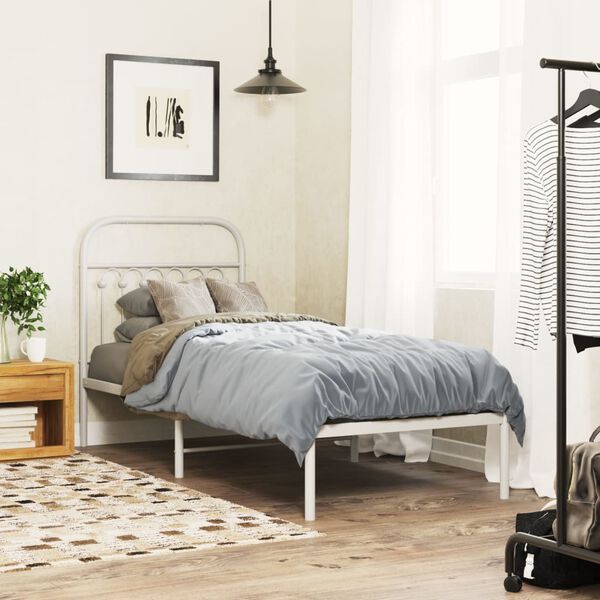 vidaXL T&ecirc;te de lit de remplacement m&eacute;tal blanc 80 cm