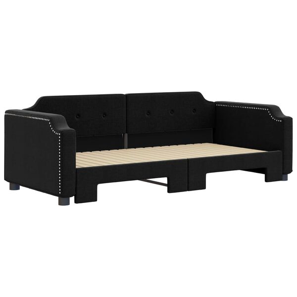 vidaXL Lit de jour avec lit gigogne noir 90x190 cm tissu