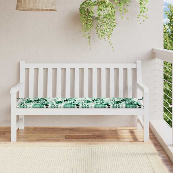 vidaXL Coussin de banc Motif feuille 150 x 50 x 3 cm Tissu Oxford