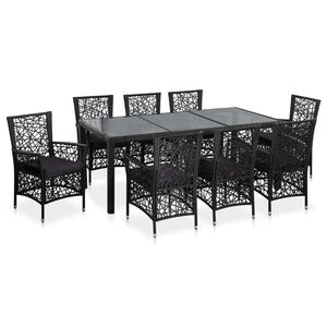 vidaXL Ensemble &agrave; manger d'ext&eacute;rieur 9 pcs R&eacute;sine tress&eacute;e Noir