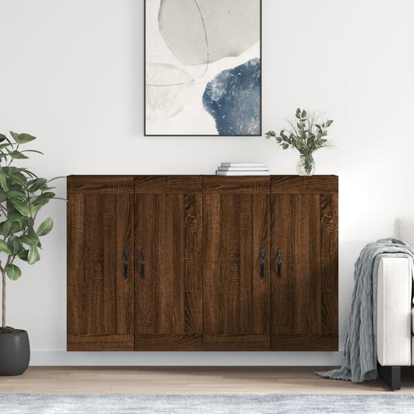 vidaXL Armoires murales 2 pcs ch&ecirc;ne marron bois d'ing&eacute;nierie