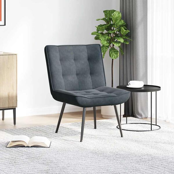 vidaXL Chaise de relaxation gris fonc&eacute; 64x74x84 cm velours