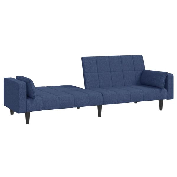 vidaXL Canap&eacute;-lit &agrave; 2 places avec deux oreillers bleu tissu