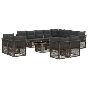 vidaXL Ensemble de canap&eacute; de jardin 13 pc Gris polyrotin
