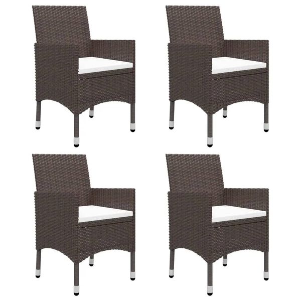 vidaXL Ensemble &agrave; manger de jardin et coussins 5 pcs Marron