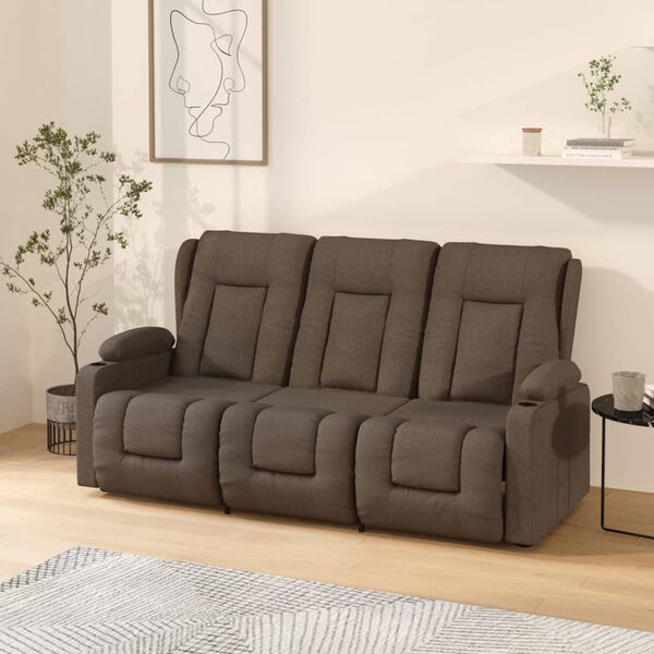 vidaXL Fauteuil de massage inclinable porte-gobelets 3 places taupe