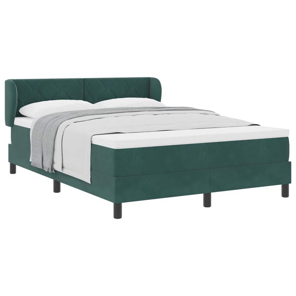 vidaXL Lit &agrave; ressorts avec matelas Vert fonc&eacute; 140 x 200 cm Velours