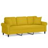 vidaXL Canap&eacute; 3 places avec oreillers d&eacute;coratifs jaune 180 cm velours