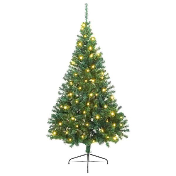 vidaXL Sapin de No&euml;l artificiel pr&eacute;-&eacute;clair&eacute; Vert 180 cm PVC