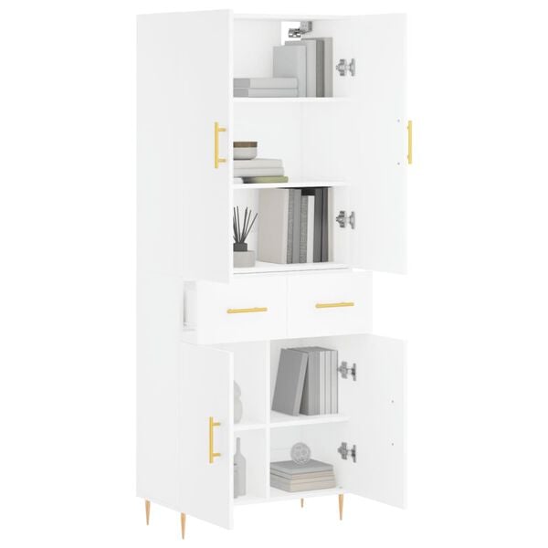 vidaXL Buffet haut Blanc 69,5x34x180 cm Bois d'ing&eacute;nierie